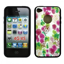 iPhone 4 4S Rose Design Gummy Case (Rose)